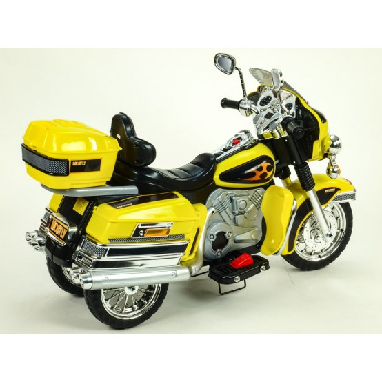 Cestovní motorka Mostly Goldwing se dvěma motory, MP3, voltmetr, 12V, ŽLUTÁ, rozbaleno
